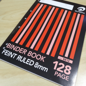A4 Binder 128 Page Book - 8mm Ruled Pages