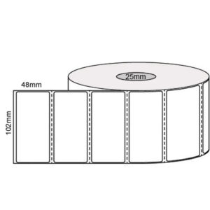 WHITE Direct Thermal Eco Permanent Adhesive Perforated Labels - 102mm x 48mm - 25mm Core | Qty: 1,000 Labels