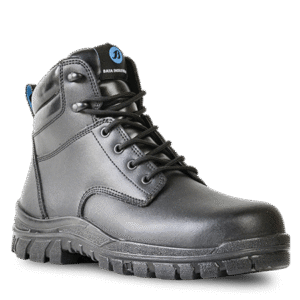 BLACK Leather Lace Up Safety Boot