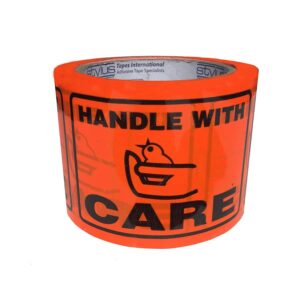 HANDLE WITH CARE Perforated Printed Label Tape - 72mm x 100mm