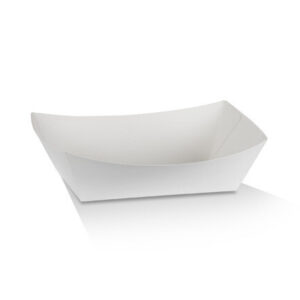 WHITE PE Boat Tray - Large - Flat - 237mm x 150mm x 50mm | Qty: 200 Units