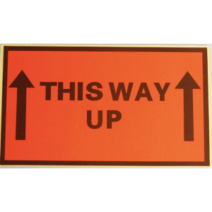 THIS WAY UP Fluoro Perforated Labels (Packaging Stickers) - 130mm x 75mm | Qty: 500 Labels