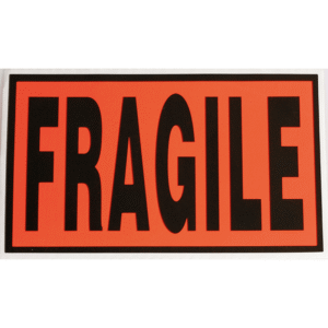 FRAGILE Fluoro Perforated Labels (Packaging Stickers) - 130mm x 75mm | Qty: 500 Labels