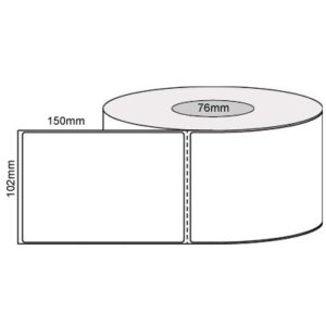 WHITE Plain Permanent Adhesive Perforated Thermal Labels - 102mm x 150mm - 76mm Core | Qty: 1,000 Labels
