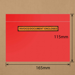 RED Invoice/Document Enclosed Self Adhesive Packaging Envelopes (Doculopes) - 115mm x 165mm | Qty: 1,000 Units