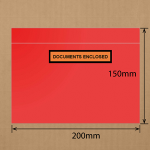 RED Document Enclosed Self Adhesive Packaging Envelopes (Doculopes) - 150mm x 200mm | Qty: 1,000 Units