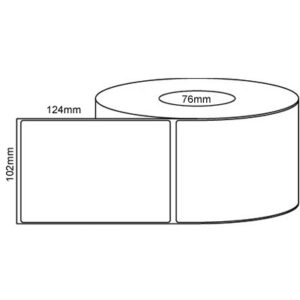 WHITE Plain Permanent Adhesive Thermal Labels - 102mm x 124mm - 76mm Core | Qty: 1,000 Labels
