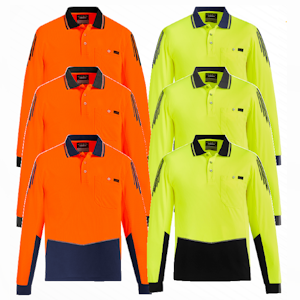 Mens Hi Vis Flux Long Sleave Polo Shirt