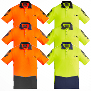 Mens Hi Vis Flux Short Sleave Polo Shirt