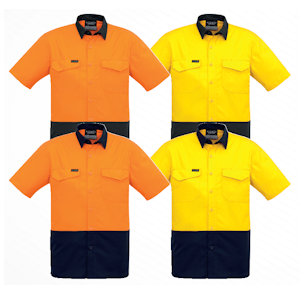 Mens Rugged Cooling Hi Vis Spliced Short Sleave Shirt