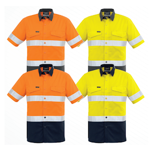 Mens Rugged Cooling Taped Hi Vis Spliced Short Sleave Shirt
