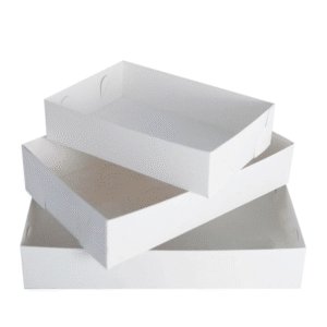 DOUBLE WHITE Cake Tray (Food Tray) - 180mm x 130mm x 42.5mm | Qty: 200 Units