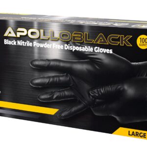 ApolloBlack - BLACK Nitrile Powder Free Disposable Gloves | Qty: 100 Units