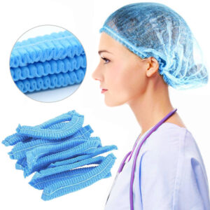 Crimped Berets - 21″ WHITE and BLUE Polyethylene Crmped Berets | Qty: 100 Units